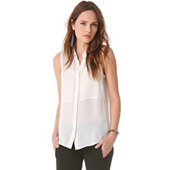 Theory White Sleeveless Blouse - Picture 6 of 7